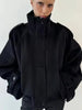 Vintage Loose Stand Collar Woolen Coat for Women Casual Solid Full Sleeve Warm Cropped Overcoat High Street Outwear