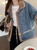 Add Velvet Padded Warm Denim Jacket Female Winter Long Sleeve Short Coat Lamb Cashmere Cotton-padded Jacket Female