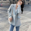 Elegant Plaid Women Blazer French Small Fragrance Raw Edges Tassel Suit Jacket Button Loose Casual Aesthetic Female Coat
