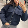 Women's Winter Tweed Jacket Women Coat Autumn Suede Demi-season Fleece Jackets for Women Zipper Coats Outerwear