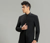 Solid Black Chinese Mao Suits Stand Mandarin Collar Men Blazer Trousers Set Pant Terno Masculino Slim Fit Tuxedo Wedding Suits