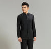 Solid Black Chinese Mao Suits Stand Mandarin Collar Men Blazer Trousers Set Pant Terno Masculino Slim Fit Tuxedo Wedding Suits