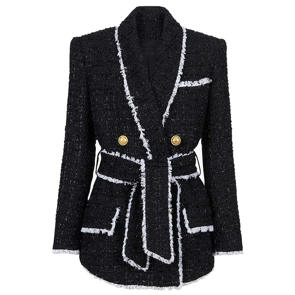Spring And Autumn  High-end Women Tweed Waist Thin Foreign Trade Women's Suit Shorts Suit Women's Casual Blazers