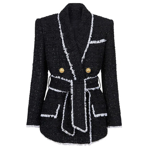 Spring And Autumn  High-end Women Tweed Waist Thin Foreign Trade Women's Suit Shorts Suit Women's Casual Blazers