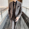 Suit Suit Men's Three-piece  Korean Version Slim Business Casual Small Suit Jacket Groom's Wedding Dress Men Suit