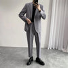 Suits (jacket+pant) Men Korean Streetwear  Slim Suits Blazer Elastic Waist Pant Male Business Casual Suits Jacket Pant