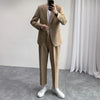 Suits (jacket+pant) Men Korean Streetwear  Slim Suits Blazer Elastic Waist Pant Male Business Casual Suits Jacket Pant