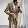 Suits (jacket+pant) Men Korean Streetwear  Slim Suits Blazer Elastic Waist Pant Male Business Casual Suits Jacket Pant