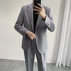 Suits (jacket+pant) Men Korean Streetwear  Slim Suits Blazer Elastic Waist Pant Male Business Casual Suits Jacket Pant
