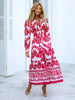 Summer Floral Print Loose Shirt Dress Turn-down Collar Long Sleeve Single Button Long Dress Spring Office Lady Women Clothing