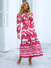 Summer Floral Print Loose Shirt Dress Turn-down Collar Long Sleeve Single Button Long Dress Spring Office Lady Women Clothing