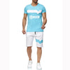 Summer Men's Suit  Casual Sportswear Suit Ural Motorcycles Printed Short Sleeve Cotton T-shirt + Shorts 2-piece Set