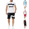 Summer Men's Suit  Casual Sportswear Suit Ural Motorcycles Printed Short Sleeve Cotton T-shirt + Shorts 2-piece Set