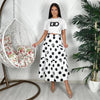 Summer Polka Dot Print Beach Suits Women Lace Up Short Blouse+Ruffles Long Skirt Korean Chiffon Bohe Two Pieces Sets