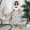 Summer Polka Dot Print Beach Suits Women Lace Up Short Blouse+Ruffles Long Skirt Korean Chiffon Bohe Two Pieces Sets