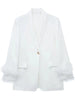 TRAF Black Feather Blazer Women Button  Woman Blazer  Casual Elegant Womens Jackets Long Sleeve Women's Winter Coats
