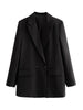 TRAF Women Chic Office Lady Double Breasted Blazer Vintage Coat  Notched Collar Long Sleeve Ladies Outerwear Stylish Tops