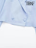 TRAF Women  Cropped Linen Blazer Coat Vintage Long Sleeve Front Button Female Outerwear Chic Tops