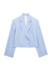 TRAF Women  Cropped Linen Blazer Coat Vintage Long Sleeve Front Button Female Outerwear Chic Tops