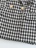 TRAF Women  Double Breasted Houndstooth Blazer Coat Vintage Long Sleeve Flap Pockets Female Outerwear Chic Vestes