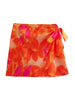 TRAF Women  Front Metal Hooks Printed Bustier Tops And High Waist With Bow Tied Mini Skirt Female Two Piece Sets Mujer