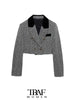 TRAF Women  Patchwork Twill Cropped Blazer Coat And High Waist Back Zipper Female Skirts Female Two Piece Sets Mujer
