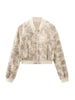 TRAF Women  Printed Crop Bomber Jacket Coat And High Elastic Waist Drawstring Mini Skirt Female Two Piece Sets Mujer