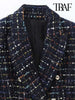 TRAF Women  Tweed Double Breasted Blazer Coat And High Waist Side Zipper Shorts Female Two Piece Sets Mujer