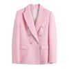 TRAF Women  Tweed Double Breasted Blazer Coat Vintage Long Sleeve Flap Pockets Female Outerwear Chic Veste Femme