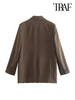TRAF Women  With Pockets Oversized Blazer Coat And Mid Waist Zipper Fly Pants Female Two Piece Sets Mujer