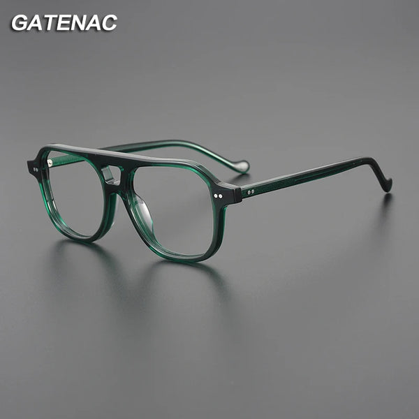Vintage Acetate Eyeglasses Frame Men    Pilot Prescription Myopia Glasses Frame Women Retro Japan Luxury Brand Big Eyewear