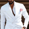 White Double Breasted Men Suits Slim Fit Wedding Groom Tuxedos 2 Piece Casual Style Male  Costume Homme (Jacket+Pants)