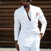 White Double Breasted Men Suits Slim Fit Wedding Groom Tuxedos 2 Piece Casual Style Male  Costume Homme (Jacket+Pants)