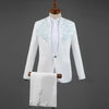 White Embroidered Diamond Suit Men Wedding Groom Tuxedo Suits Mens Stand Collar Prom Stage Costume Mens Suits with Pants Ternos