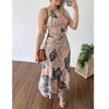 Women Short Tank Top 2 Piece Skirt Set Sexy Print Sleeveless Off Shoulder Tube Top Long Skirt Summer Outfits Beachwear Suit Y2k