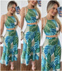 Women Short Tank Top 2 Piece Skirt Set Sexy Print Sleeveless Off Shoulder Tube Top Long Skirt Summer Outfits Beachwear Suit Y2k