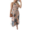 Women Short Tank Top 2 Piece Skirt Set Sexy Print Sleeveless Off Shoulder Tube Top Long Skirt Summer Outfits Beachwear Suit Y2k