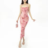 Women's Elegant Sweetheart Dress Summer Hundred Rustic Style Sexy Mesh Tie Waist Lace Halter Skirt