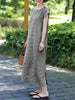 ZANZEA 2024 Women Summer Short Sleeve Belted Dress Casual Loose Long Plaid Vestidos Korean Elegant Split Hem Holiday Robe Dress