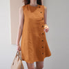 ZANZEA Women Cotton Sleeveless Dress 2024 Summer Tank Buttons Sundress Casual Round Neck Linen Mini Dress Holiday A-line Vestido
