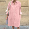 ZANZEA Women Denim Shirt Dress Elegant Lapel Neck Long Sleeve Vestidos Solid Casual Party Dress 2024 Summer Holiday Female Robe