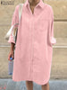 ZANZEA Women Denim Shirt Dress Elegant Lapel Neck Long Sleeve Vestidos Solid Casual Party Dress 2024 Summer Holiday Female Robe
