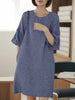 ZANZEA Women Half Flared Sleeve Sundress 2024 Summer Round Neck Loose Knee-length Vestidos Solid Holiday Pocket Dresses Oversize