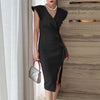 ZANZEA Women Ruffles Sleeveless Dress V-neck Slim Party Vestido Elegant Stylish Dresses Bodycon Robe Sexy Wedding Cocktail Dress