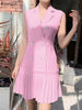 ZANZEA Women Sleeveless Pleated Suit Dress 2024 Summer Suit Collar Buttons Tank Short Robe Elegant Office Collect Waist Vestidos