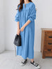 ZANZEA Women Solid Oversized Dress Long Sleeve Long Vestidos 2024 Spring Pleating Robe Casual Dropped Shoulder Dresses