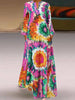 ZANZEA Women Summer Bohemian Sundress Holiday Floral Vestidos Casual Long Sleeve V Neck Printed Long Dress Robe Femme Kaftan