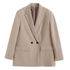 ZBZA Women's   Double Breasted Loose Fitting Blazer Coat Vintage Long Sleeve Pockets Female Outerwear Chic Veste Femme