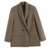ZBZA Women's   Double Breasted Loose Fitting Blazer Coat Vintage Long Sleeve Pockets Female Outerwear Chic Veste Femme