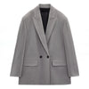 ZBZA Women's   Double Breasted Loose Fitting Blazer Coat Vintage Long Sleeve Pockets Female Outerwear Chic Veste Femme